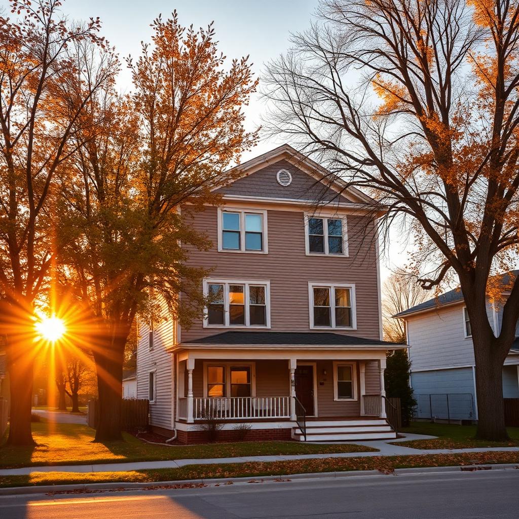 Winnipeg residential neighborhood at golden hour